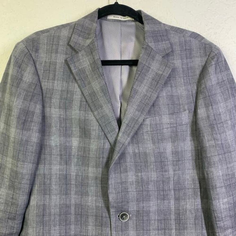 JOSEPH ABBOUD Blazer Sport Coat Jacket Linen Tailored Fit Plaid 2 Button 37 Reg - Picture 4 of 15